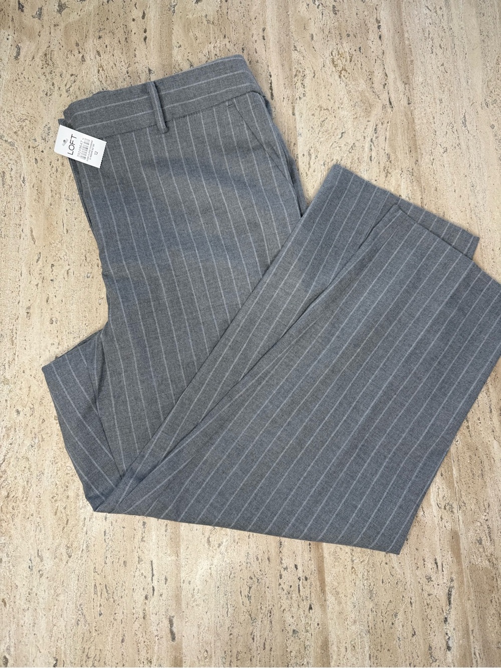 LOFT Rivera Slim Midrise Gray Pinstripe Pants
